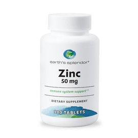 Earth's Splendor Immune Support Zinc 50mg Mineral Men Women Tablets 100