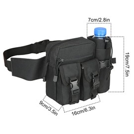 Tactical Waist Bag, Waterproof Military Fanny Pack with Water Bottle Pouch for Jogging Hiking Walking Running Cycling Climbing