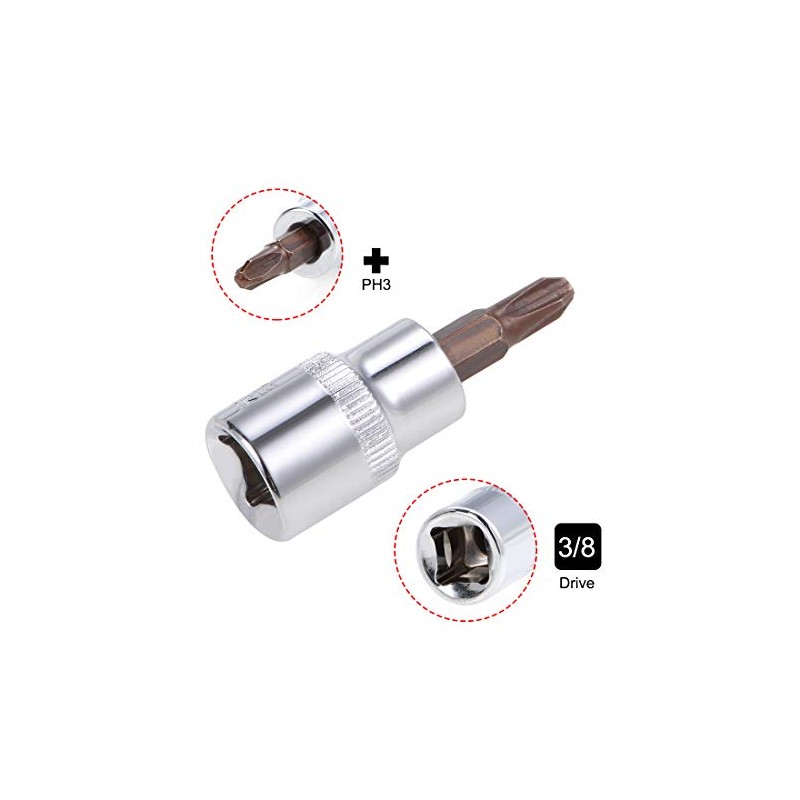 sourcing map 3/8" Drive x PH3 Phillips Bit Socket, S2