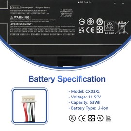 ANTIEE CX03XL Laptop Battery for HP EliteBook x360 830 G7 EliteBook x360 830 G8 Series HSTNN-IB9G HSTNN-LB8R L77624-422 L78551-005 L77624-1C1 L77624-421 CX03053XL 11.55V 53Wh 4400mAh