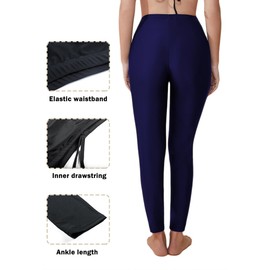 Lovache Womens Swimming Long Pants Surfing Snorkeling Tight Swim Leggings Sun Protective Navy