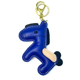 [Yocipa] Cute Genuine Leather Horse Keychain with Horse Design Charm Leather Key Chain Bag Charm Car Key Ring Bag Charm for Bag Keyring Accessories, blue
