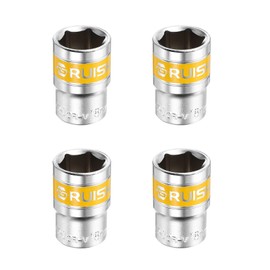 HARFINGTON 4pcs 1/2" Drive 6 Points Socket 18mm Metric Shallow Impact Socket CR-V Steel Flip Socket Spindle Axle Nut Impact Socket for Home Auto Hex Nuts Bolts Repair, Silver Yellow