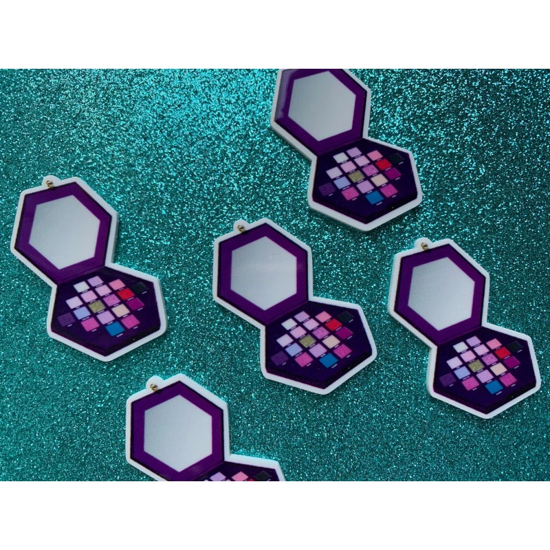 5pc. Purple Eyeshadow Resin Planar Flatback, Makeup Cabochon, Bow Center