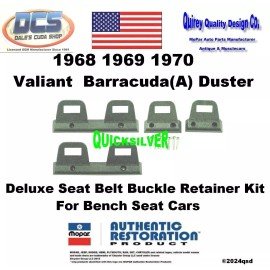 DCS Dale's Cuda Shop 1968 69 70 Barracuda Deluxe Seat Belt Pkg Front & Rear Buckle Retainer Set USA