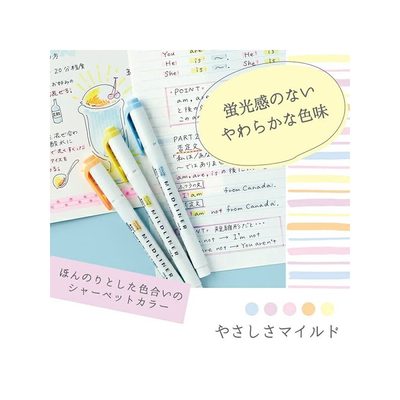 Zebra WKT7-MLL Mildliner, Thick & Thin, Mild Lilac