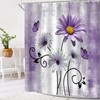 UPUMKSK Purple Daisy Shower Curtain Floral Butterfly, 70" W x