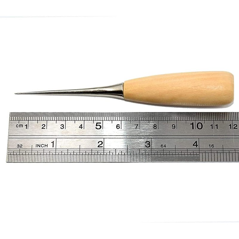 RERI Awl Wooden Handle Round Blade Awl 1 Piece
