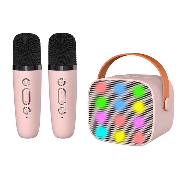 ZOYDP Karaoke Machine Kids, Portable Kids Karaoke Machines for Girls with 2 Wireless Microphone, Bluetooth, Voice Changing Effects, LED Lights, Karaoke Kids for Boys Birthday Party Toys Gifts (Pink)