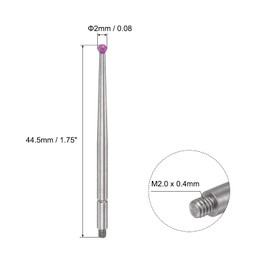 sourcing map Contact Point for Dial Gauge 2 Diameter Ball Tip M2.0 x 0.4 Thread 1.75 Inches