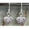 Little Etched Silver Heart Dangle Earrings Love Romance. Jewelry Earrings