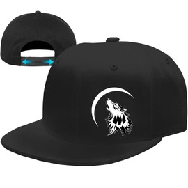 Snapback Hat for Men Black Flat Bill Brim Hats for Men Wolf Hat Boys Baseball Caps for Men Fitted Hats Hip Hop Cool Hat Adjustable Snap Hat for Men Skateboard Accessories Trucker Workout Hats Gift