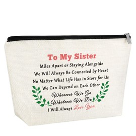 Sister Birthday Gifts Makeup Bag Sister Gifts from Sisters Friendship Gift for Friend Bff Besite Cosmetic Bag with Zipper Christmas Wedding Graduation Birthday Gift for Her Female Travel Pouch