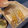 Aishgjia Gradient Crystal Long Chandelier Tassel Dangle Earrings for Women