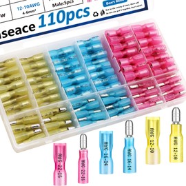 smseace 110PCS Heat Shrink Bullet Connectors Assortment Kit 22-10AWG Waterproof Bullet connectors Heat Shrink Female&Male Terminal for Automotive Boat Stereo Industrial Equipment