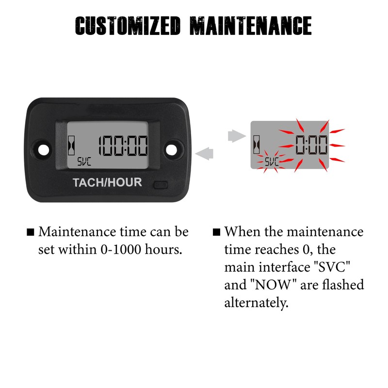 Taikemeti Tach Hour Meter, Can Retain Historical Data, Waterproof Function,