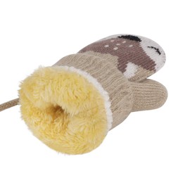 AfinderDE Unisex Baby Kids Winter Warm Thick Mittens Gloves Double Knitted Gloves Fingerless Gloves Cold Weather Gloves with Plush Lining for 2-12 Years