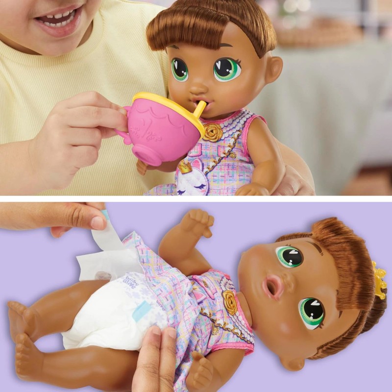 Baby Alive Bubbly Tea Party Sophia Sparkle Doll Brown Hair