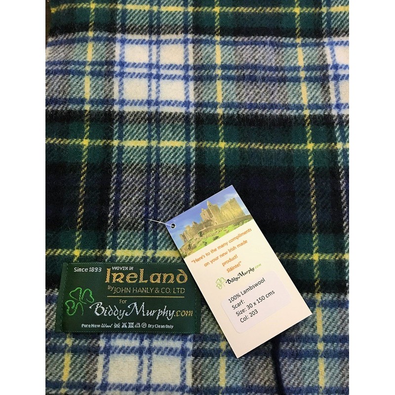 Biddy Murphy 100% Irish Lambswool Plaid Scarf, Soft & Warm,