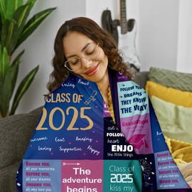 Graduation Gifts Blanket 50x60'', Class of 2025 Blanket for Her, 2025 College High School Graduation Gifts for Him Her Women Men Senior 2025 Gifts Blanket 2025 Graduation Decorations Blankets
