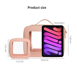 Clear Makeup Bags TSA Approved Toiletry Bag Handle Large Opening,Clear Toiletry Bags for Carry-on Traveling Travel Car Accessories Essentials Organziation Storage for Women Girls(Pink, Mini&Large)