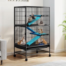DWVO 4-Tiers Small Animal Cage: Indoor Critter Nation Cage for Ferrets, Chinchillas, Guinea Pigs, Large Hamsters, Rabbits, Hedgehogs with Wheels
