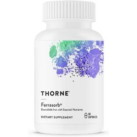 THORNE Ferrasorb 36 mg Iron. Essential Nutrients 60 Capsules exp date 08/2026