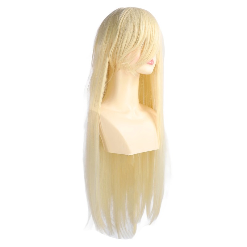 Women Long Blonde Wig with Bangs Synthetic Secure Fit Heat