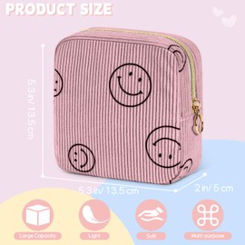 SIDESUGAR Cute Small Makeup Bag Corduroy Cosmetic Bag for Women Travel Make Up Pouch for Purse Mini Cosmetic Pouch Organizer with Zipper - Beige