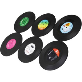 COOLKITALENT 12 Posavasos para Bebidas, Diseño Retro de Discos de CD, Vinilo Antideslizante, para Café, Té, Cerveza, Vino, Casa y Bar, Bebidas, Etc.