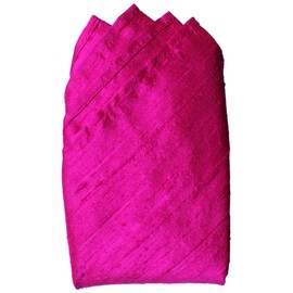 Royal Silk Sharp Fuchsia Silk Dupioni Pocket Square 16”x16” – Crisp, Textured, Heavyweight Silk with Rich Luminous Glow