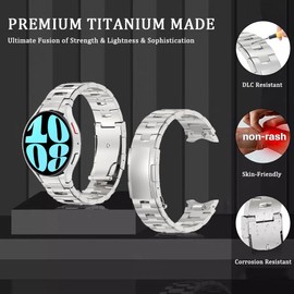 synsing Titanium Bands Compatible with Galaxy Watch 7/6/5/4/FE 44mm 40mm Band, 20mm No Gap Metal Strap for Galaxy Watch 6 Classic Band 47mm 43mm/Watch 5 Pro 45mm/Watch 4 Classic for Women Men