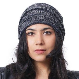CHARM Slouch Knitted Cotton Chemo Hat - Summer Wide Hat Hipster Beanie Men Women, navy