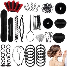 Hair Hairstyles Aid Set 25 Pieces, Hair Accessories Styling Set, Hair Styling Accessories Kit Set Hair Styling Tool, Girls Magic Braiding Aid Hair Clip Styling Pads Foam Hairstyle Accessory Set for DIY