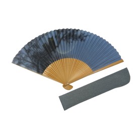 Hasegawa Men's Fan, Golden Lucky Owl, Kyoto Artisans Tailored, Folding Fan Bag Included, Paper Box Included, blue