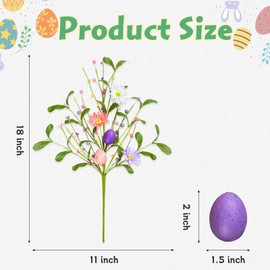 NICHBLOOM 18-Inch Easter Floral Spray with Daisies, Eggs and Berries – Purple, Pink, White Easter Decor for Home, Floral Arrangements, and Seasonal Displays