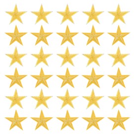 sourcing map Small 5Star Iron on Patches Embroidered Sew Patches Appliques Garment Embellishments for Clothing Repair Backpack Shoes Decoration Yellow Pack of 30