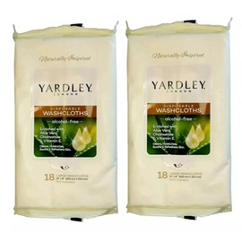 Yardley NEW! YARDLEY LONDON (2-PACK) 18-CT 12"X18" ●DISPOSABLE WASHCLOTHS● alcohol-free.