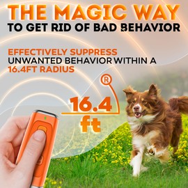 NEW 2025 Dog Bark Deterrent Device - Dog Barking Control Devices Stops Bad Behavior - Rechargeable Ultrasonic Pet Whistle to Stop Barking with The Touch of a Button up to 16,4 FT (5-120 LBS Orange)