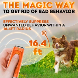 NEW 2025 Dog Bark Deterrent Device - Dog Barking Control Devices Stops Bad Behavior - Rechargeable Ultrasonic Pet Whistle to Stop Barking with The Touch of a Button up to 16,4 FT (5-120 LBS Orange)