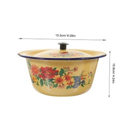 Mobestech Retro Enamel Mixing Bowl Lard Oil Storage Canister Decorative Bowl Large Capacity Enamel Basin
