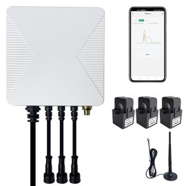 OWON Tuya Smart Home 3 Phase WLAN Energy Monitor, 1 or 3 Phase Bidirectional Power Meter with 3 x 200 A Clamp, Solar/Mains Measurement, Real Time Electricity Meter