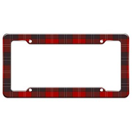 GRAPHICS & MORE Plaid Red Gray Grey Pattern License Plate Tag Frame