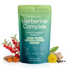 Sacred Summit Berberine Detox Complex 500 mg – with Turmeric 95% Curcuminoids, Dandelion, Ginger & Black Pepper – Vegan Capsules – Botanical Blend for Natural Body Balance – 90 Capsules
