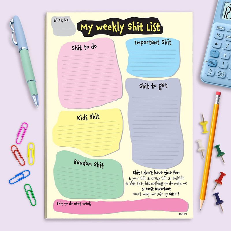 Rude Weekly Planner A4 / Funny Daily To do List