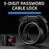 Bike Lock with 5-Digit Code, Cadenas Velo,1.2M/4FT Bicycle Locks Cable,