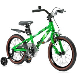 JMMD Kids Bike for Ages 4-12 Years Old Boys Girls, 14 16 18 Inch Kids Bike with Training Wheels & Kickstand, Kids Bicycle for Toddlers and Kids with Handbrake (18 Green)