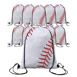 S.fields.inc Drawstring Bag, Baseball Knapsack, Set of 10, Backpack, Polyester, Boys Baseball Sports Bag