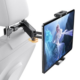 URBANITE Tablet Holder for Car Headrest [Upgraded Metal ArmliPad Car Holder Back Seat for Kids, Travel Accessories Car Tablet Mount