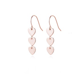 Reffeer Solid 925 Sterling Silver Love Heart Drop Earrings Dangle for Women Girls Small Heart Drop Earrings Hook Studs (C-Rose Gold)